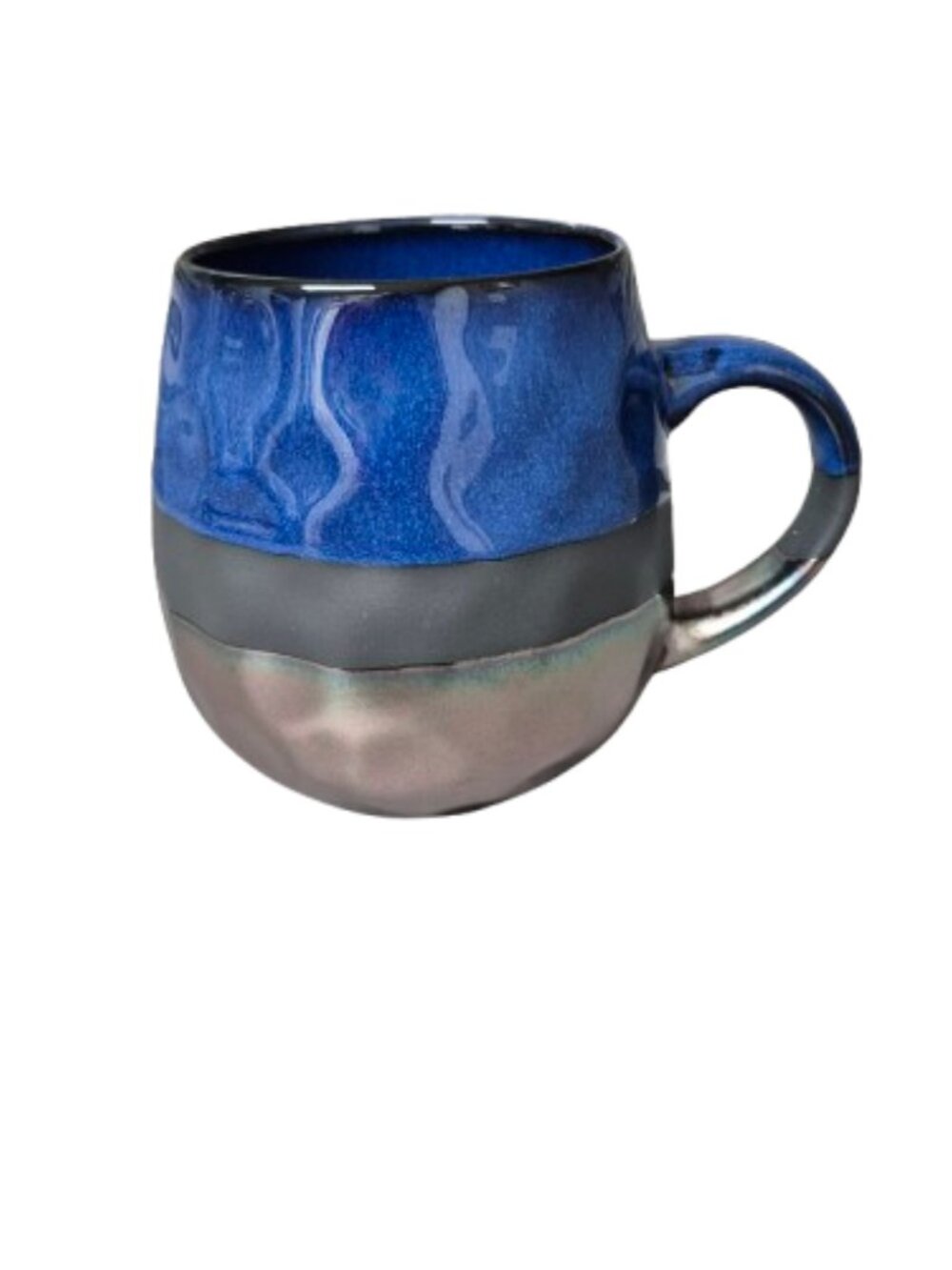 Potter's Corner Navy Blue, Black and Copper Ceramic Coffee Tea Mug Cup